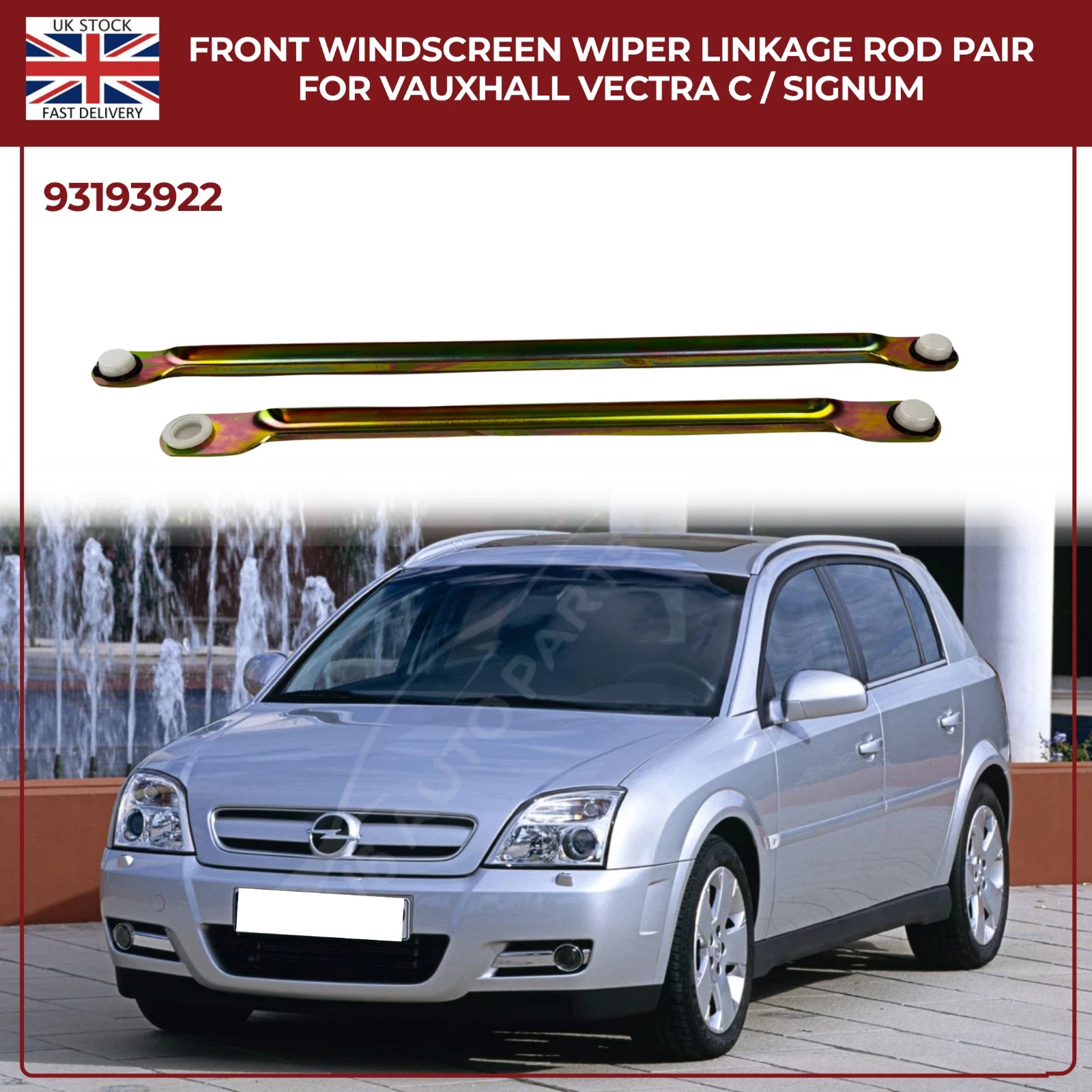 Front Wiper Linkage Rod Arms Pair 93193922 for Vauxhall Vectra C & Signum (2002–2008)