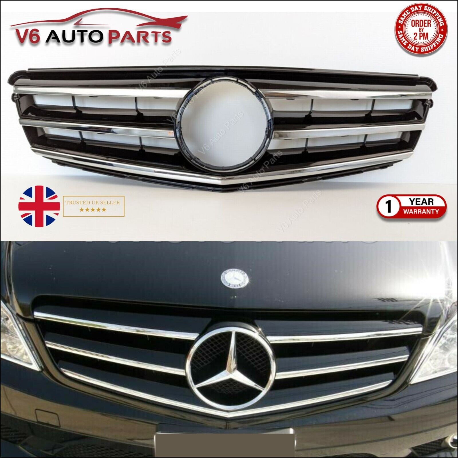 For Mercedes C-Class W204 Front Bumper AMG Grille C220CDI T-Model Sport 07 - 14