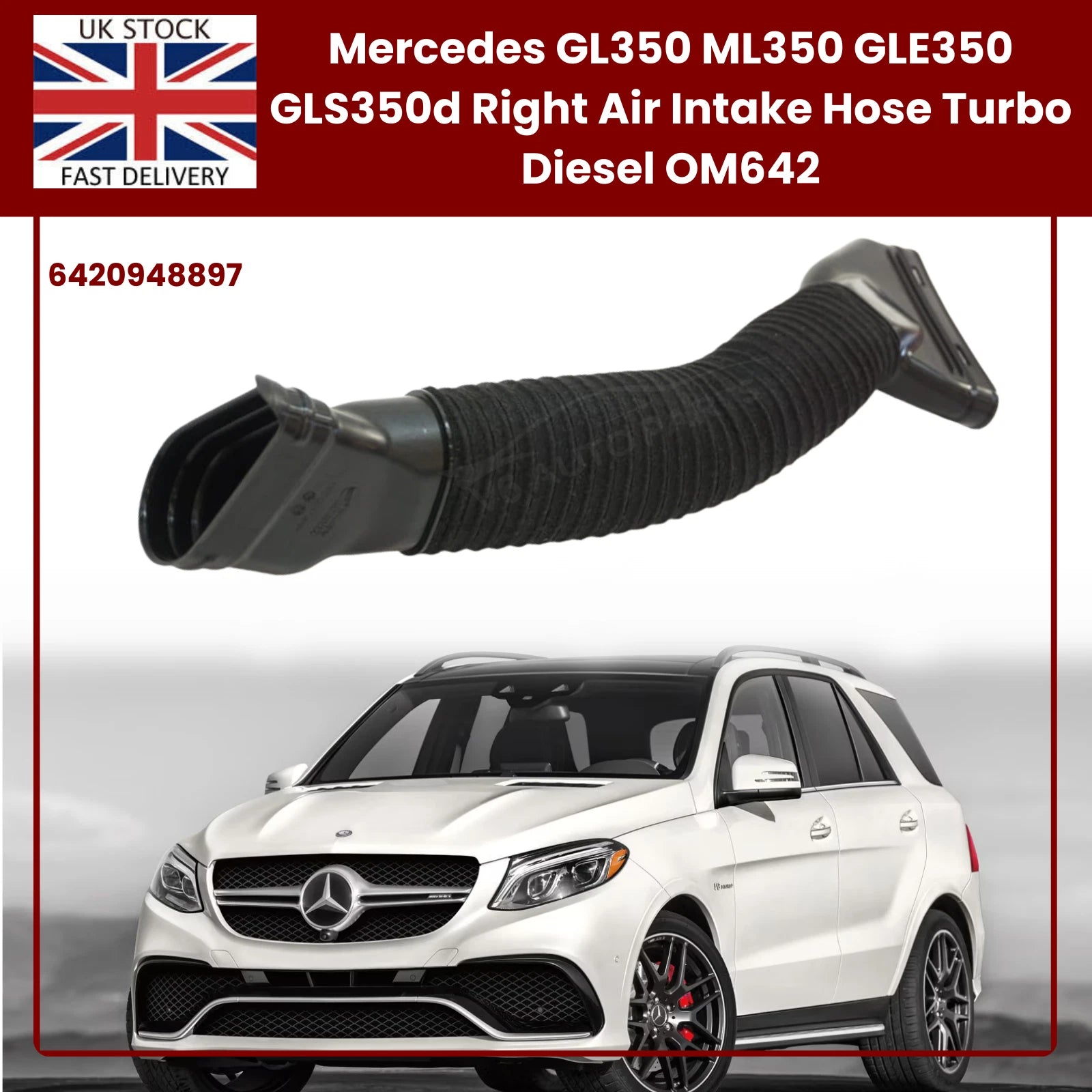 Mercedes Right Side Air Intake Hose - GL, ML, GLE, GLS Diesel Models 6420948897