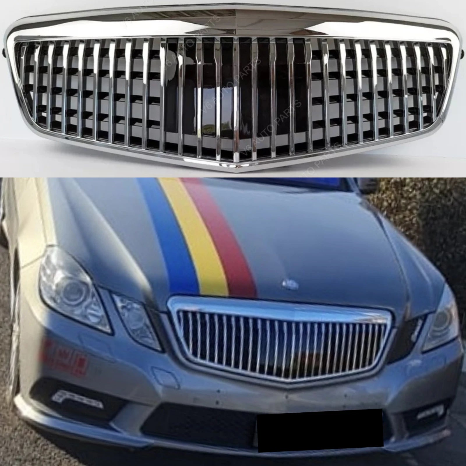 For Mercedes-Benz E-Class W212 Front Bumper Chrome Grille (E200 / E250, Pre-Facelift 2009‑2013)