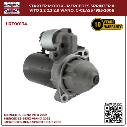 Starter Motor for Mercedes-Benz Sprinter, Vito & Viano (2.0KW | 2.2, 2.3, 2.9 Engines | C220, 250)