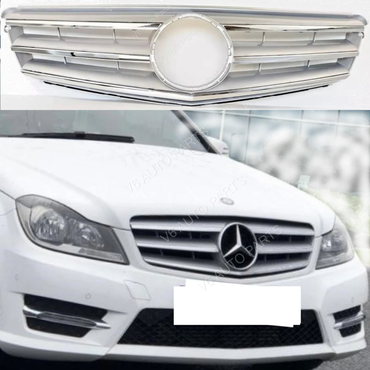 Mercedes C‑Class S204 Estate Front Bumper Chrome Grille 2007‑2014 | Fits C180, C350CDI
