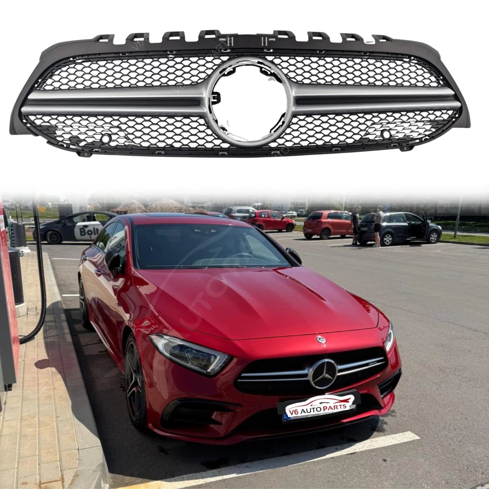 For Mercedes A-Class W177 A180 A35 A220d AMG Compatible Front Bumper Black Grille 2018-2022