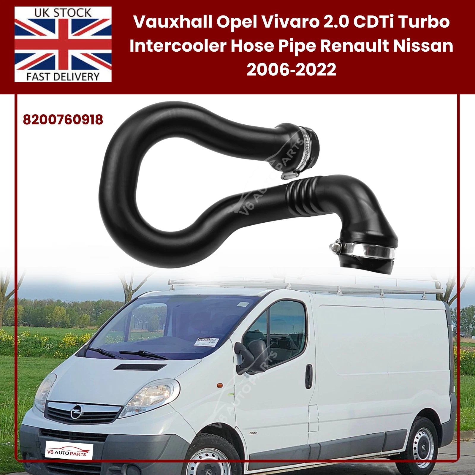 Turbo Intercooler Hose Pipe – Fits Renault Trafic II, Vauxhall/Opel Vivaro A, Nissan Primastar (2.0 dCi/CDTi, 2006–2022) – OEM Quality Replacement