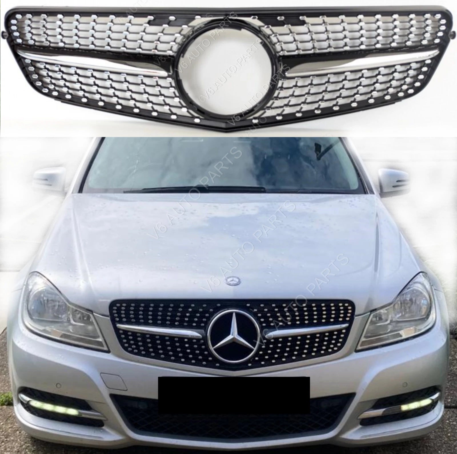 Mercedes-Benz C-Class S204 W204 Front Bumper Diamond Grille (2007–2014 Coupe C200)