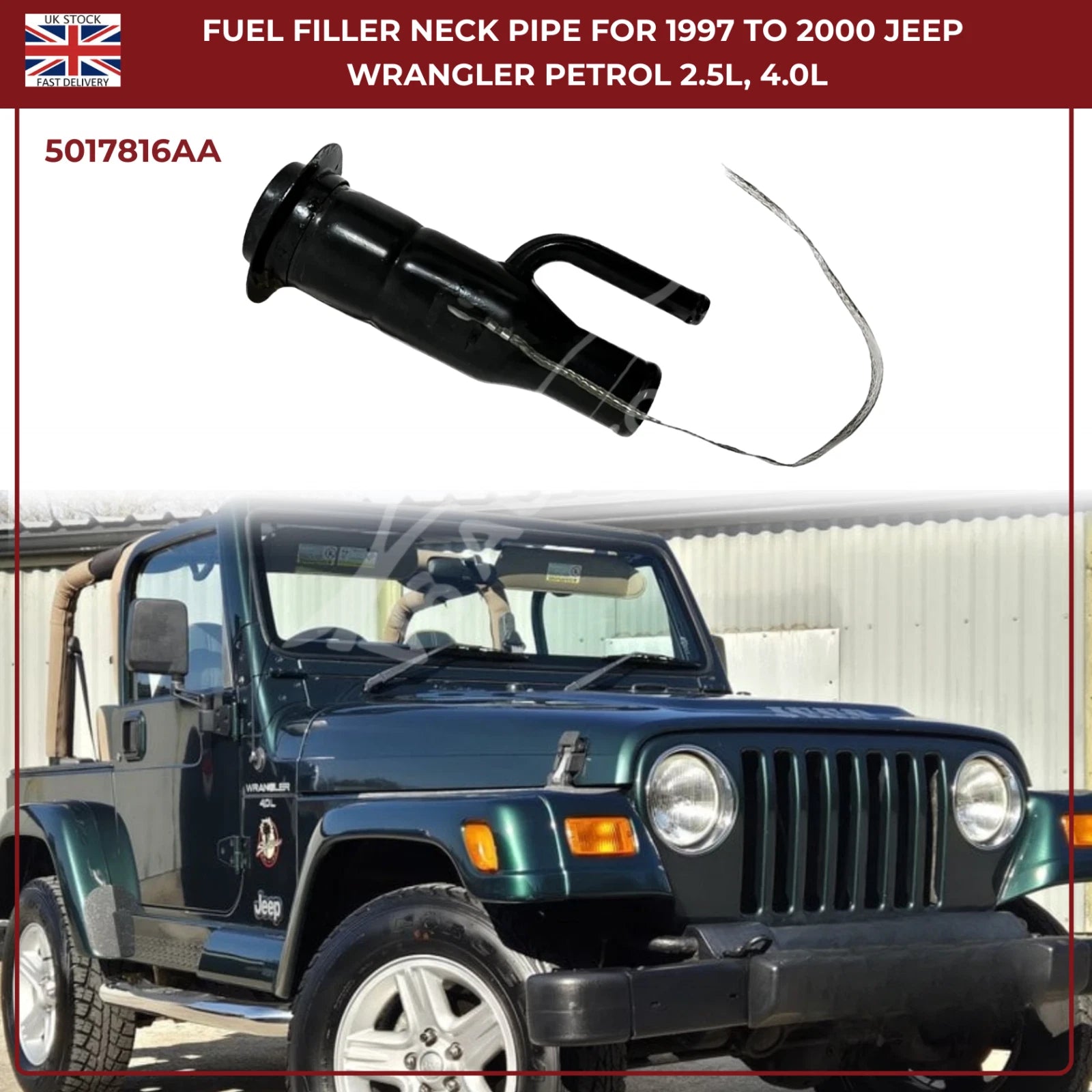 Fuel Tank Filler Neck Pipe 5017816AA – Fits Jeep Wrangler 1997–2000 2.5L & 4.0L Petrol (Mk2)