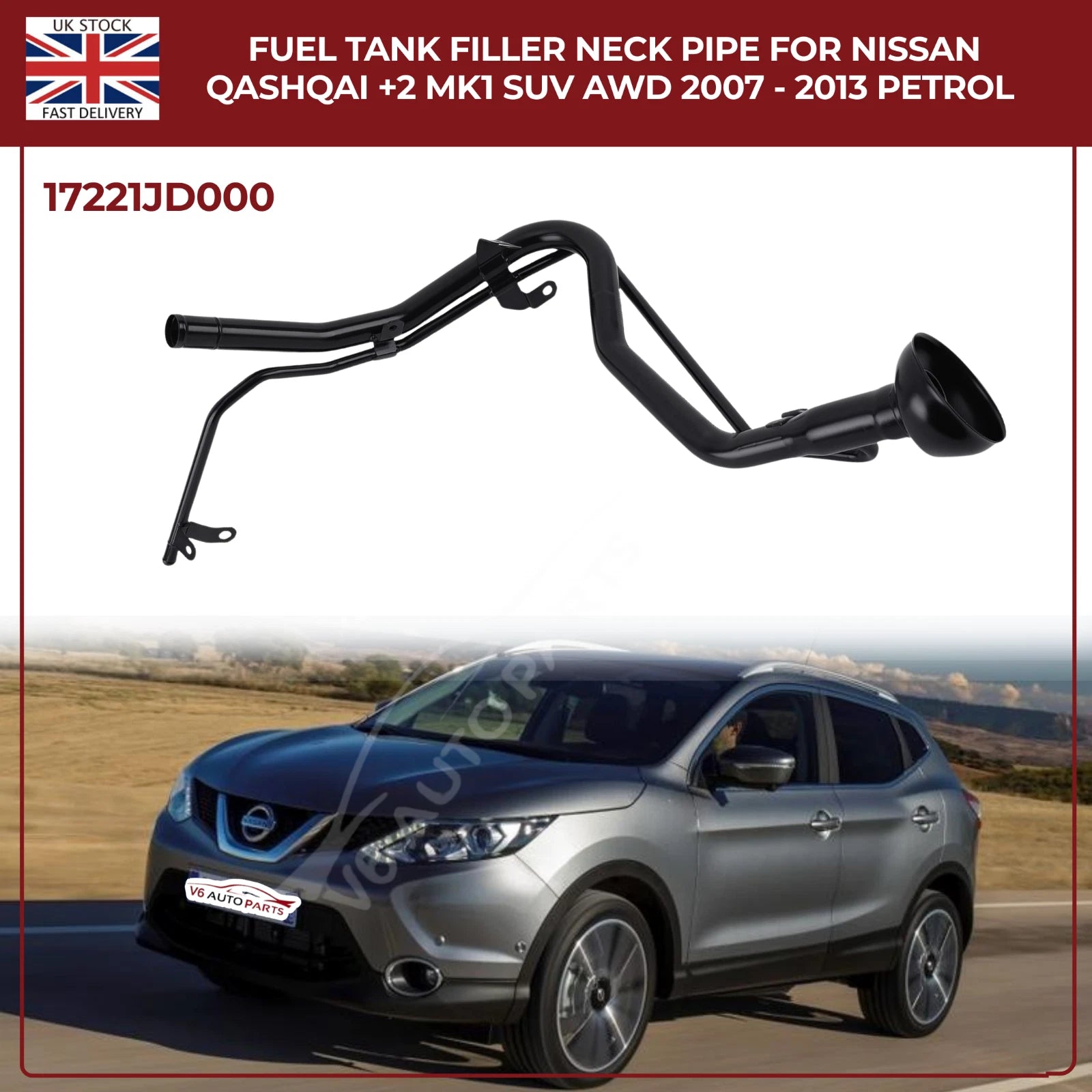 Fuel Filler Neck Pipe For Nissan Qashqai +2 MK1 SUV (2007–2013, JJ10E, Petrol, 4×4 & 2WD)