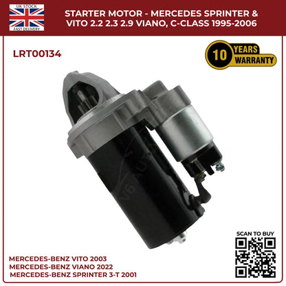 Starter Motor for Mercedes-Benz Sprinter, Vito & Viano (2.0KW | 2.2, 2.3, 2.9 Engines | C220, 250)