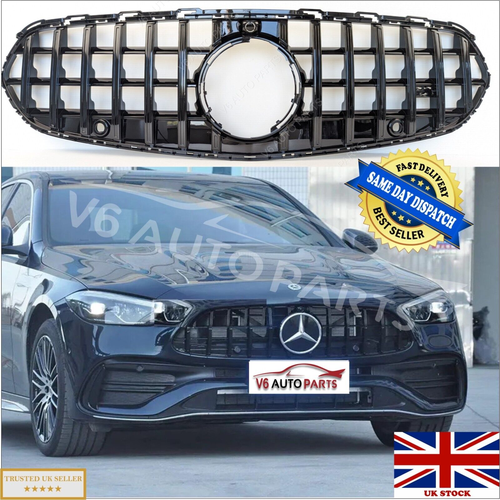 For Mercedes C-Class S206 C200 220 Front Radiator GT Black Grille Standard 20-23
