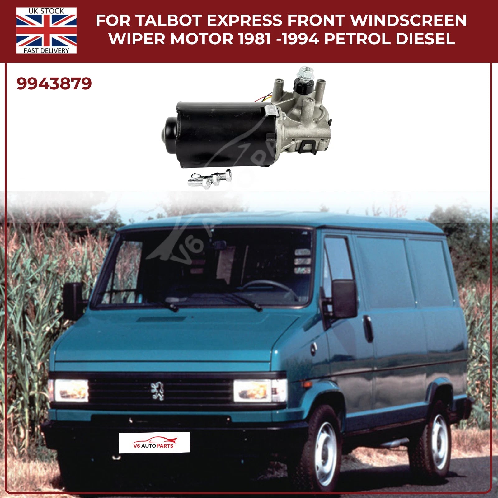 Front Windscreen Wiper Motor for Talbot, Fiat, Peugeot, Citroën (1981–2000) – OE 9943879