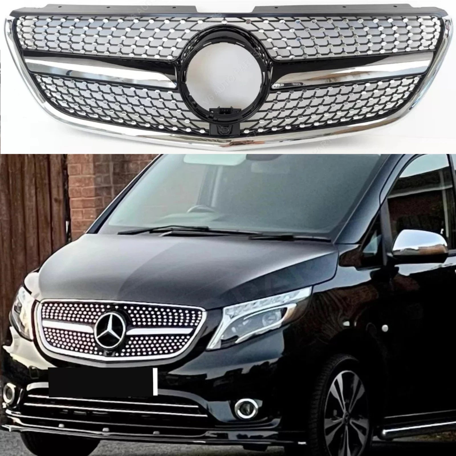 For Mercedes Vito Taxi W447 111 CDI Black Diamond Front Grille (2014–2023)