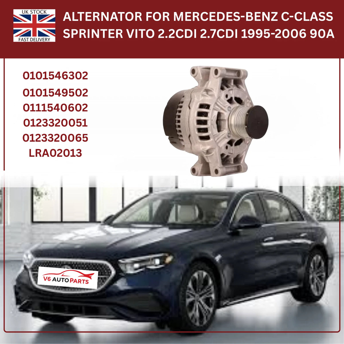 Alternator 90AMP – Mercedes-Benz C-Class, V-Class, Sprinter, Vito (OE 0101546302)