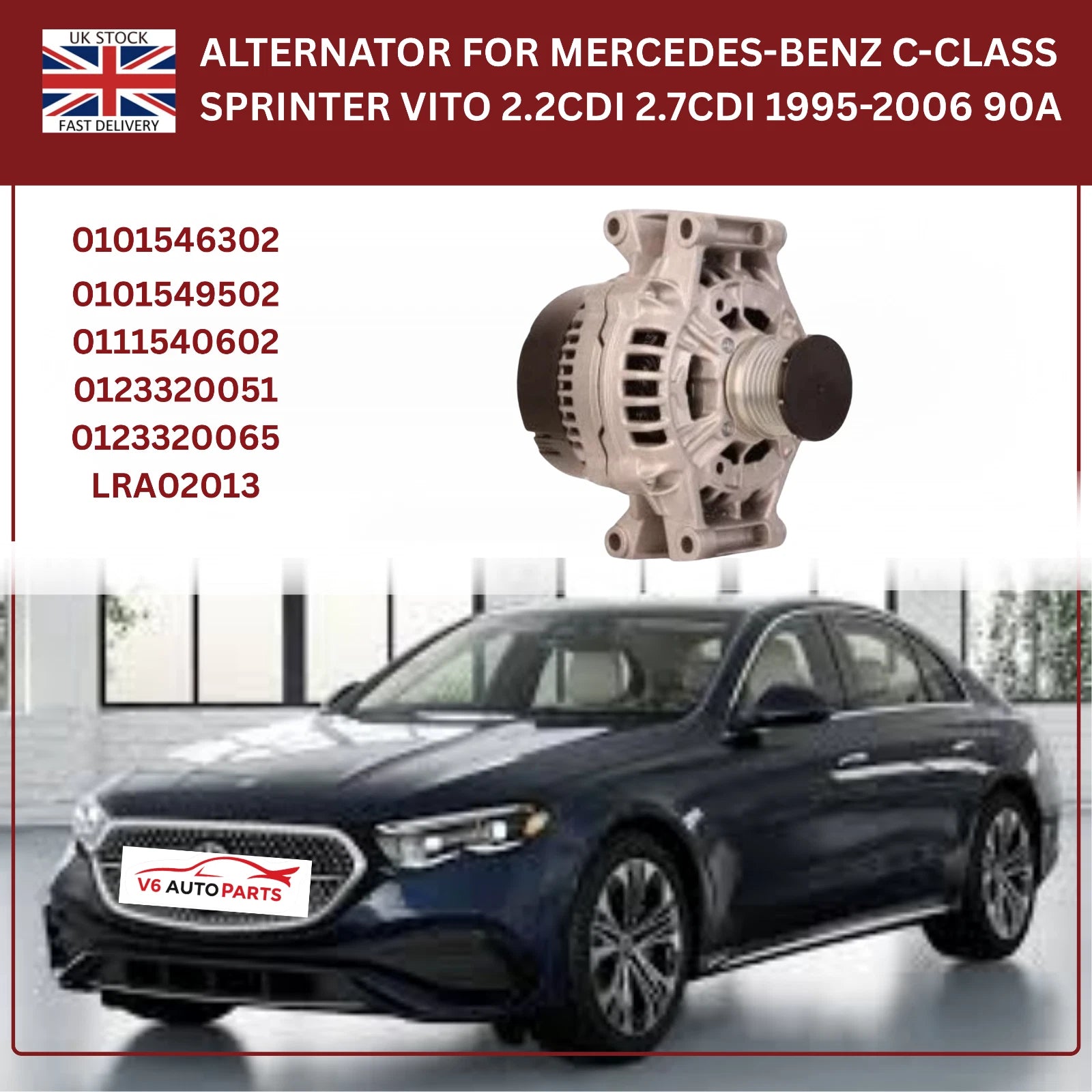 Alternator 90AMP – Mercedes-Benz C-Class, V-Class, Sprinter, Vito (OE 0101546302)