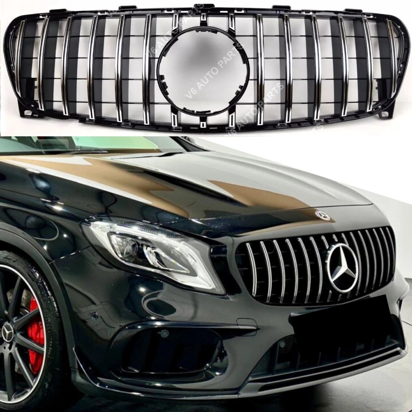 Front Radiator Panamericana GT Grille for Mercedes-Benz GLA-Class W156 GLA220 (2017–2020 Facelift AMG Line)