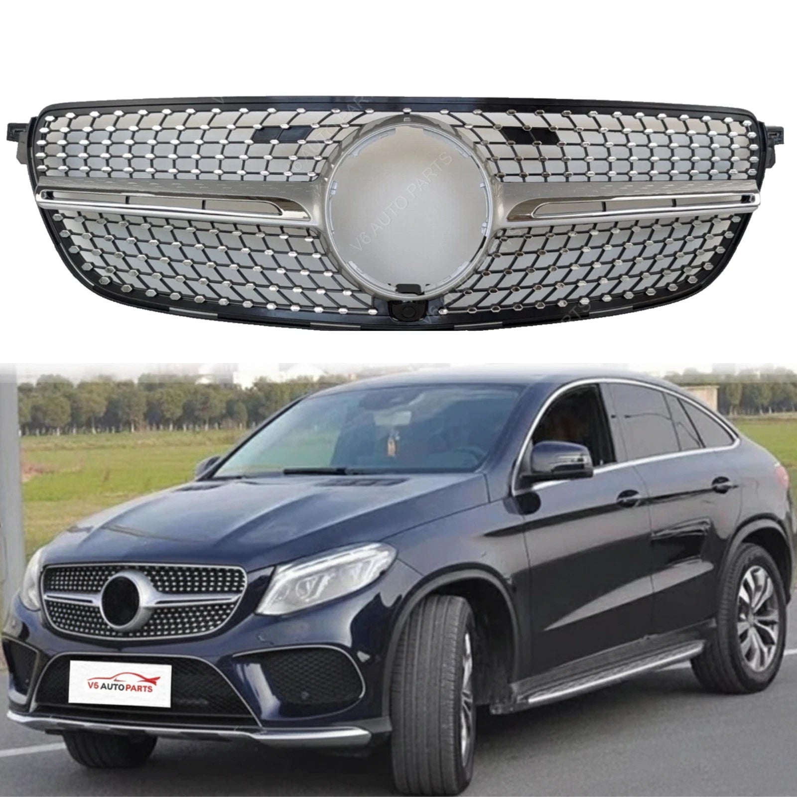 Frontstoßstangen-Chromgrill für Mercedes GLE-Klasse 2015–2018 W292 GLE500 GLE450 Facelift 