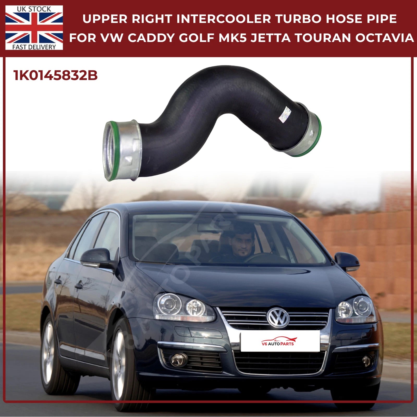 Upper Right Intercooler Turbo Hose Pipe For VW Caddy, Golf, Touran, Octavia, Jetta