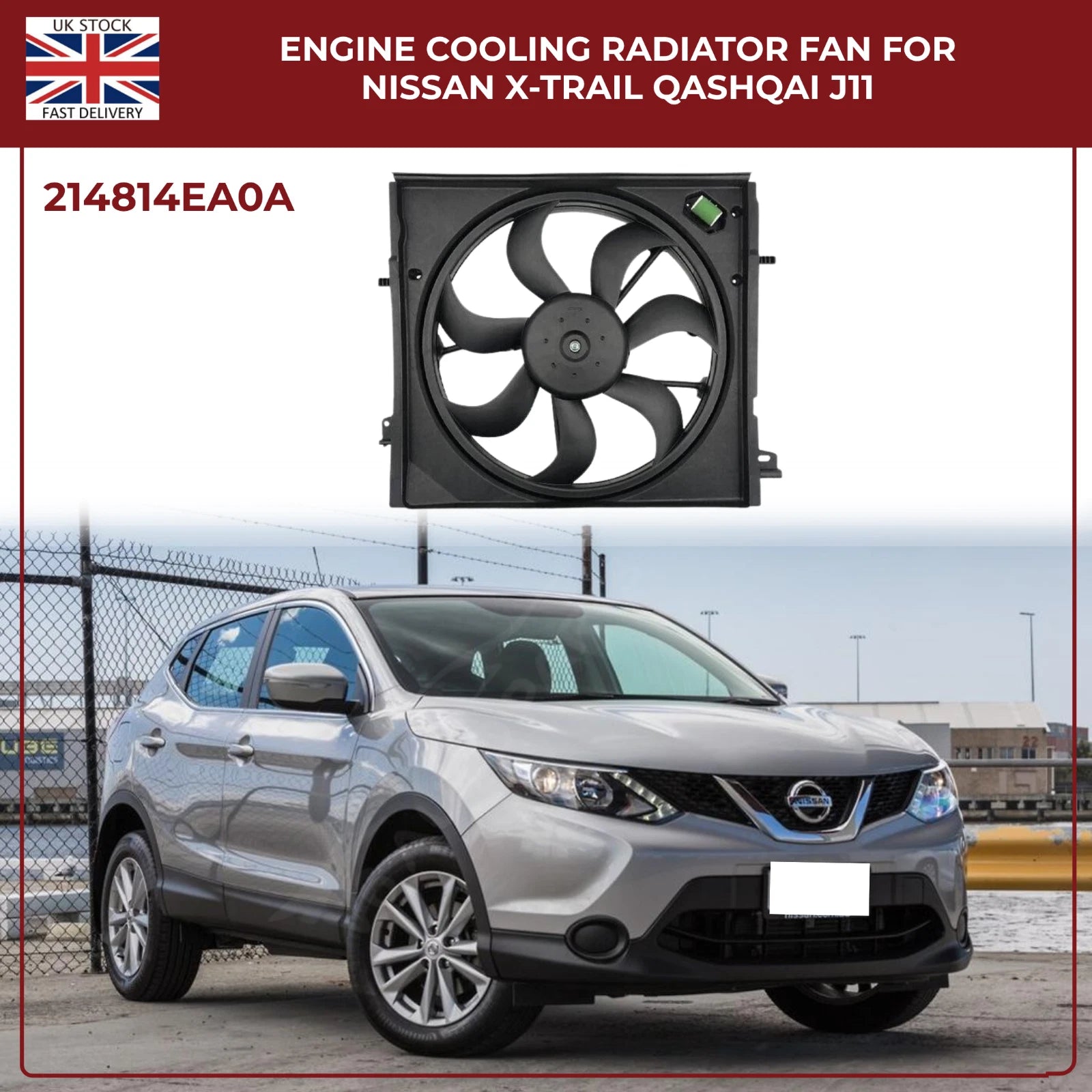 Genuine OEM Radiator Cooling Fan 214814BE0B / 214814EB0A – Fits Nissan Qashqai J11 & X‑Trail
