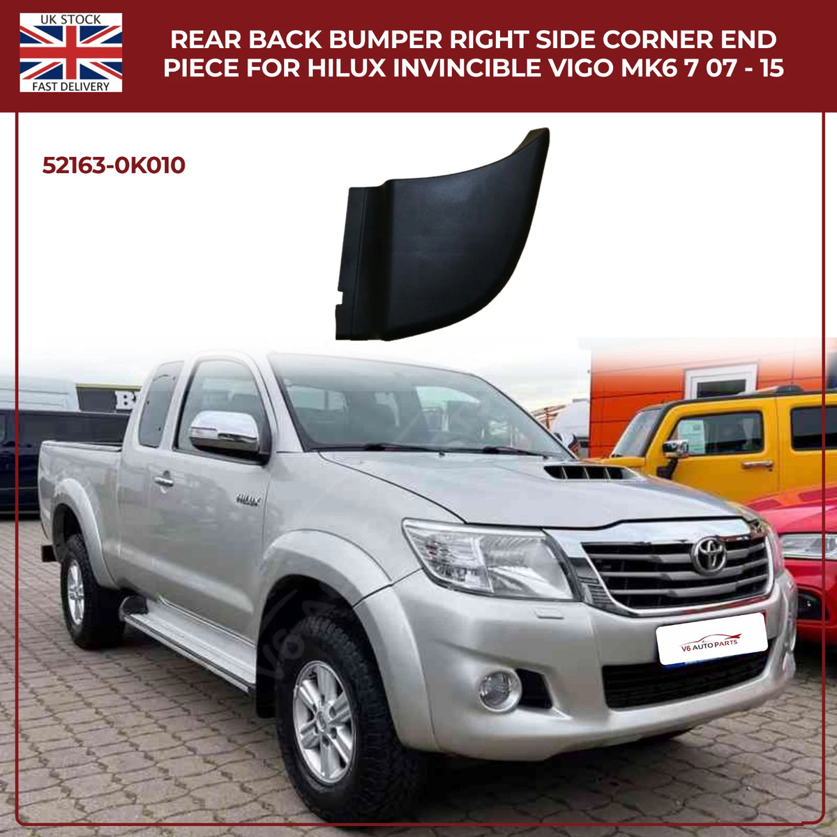Toyota Hilux Vigo Invincible MK6 MK7 (2007–2015) Rear Bumper Right Side Corner End Piece