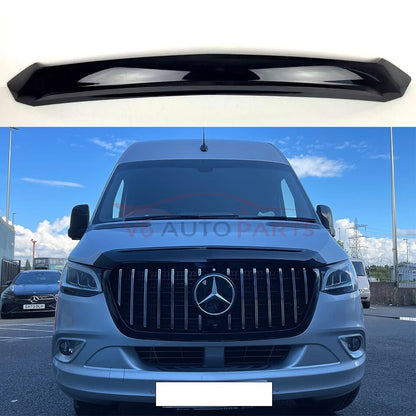 For Mercedes W907 Sprinter Bonnet Hood Stone Deflector Guard – 2018–2025 – Black Wind Shield