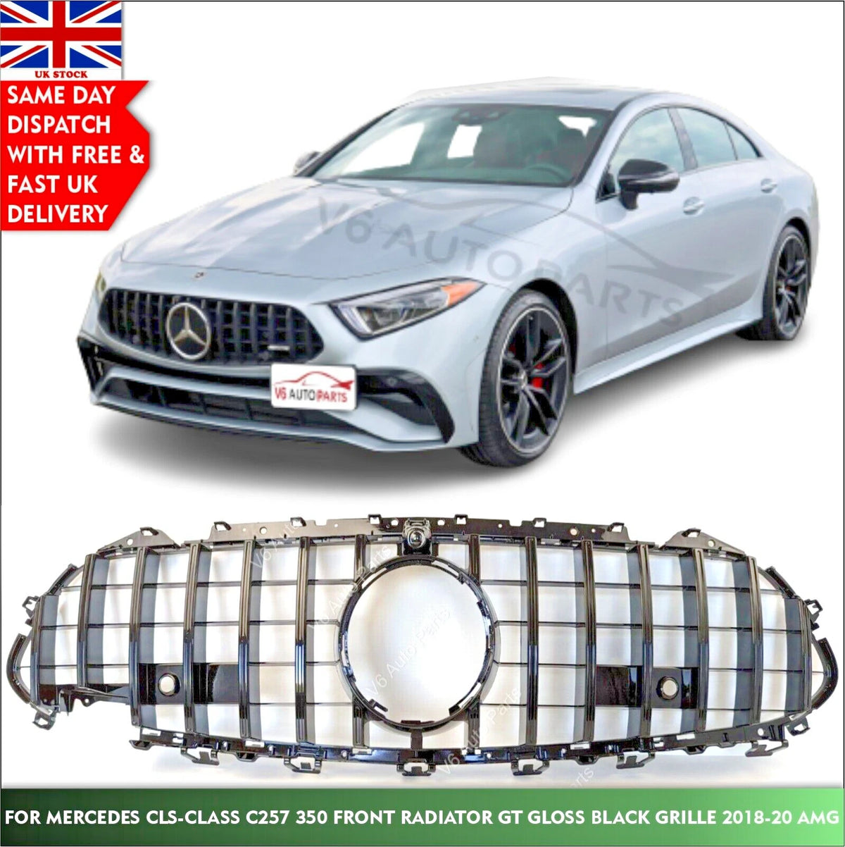 For Mercedes-Benz CLS-Class C257 (2019–2023) Front Radiator GT Gloss Black Grille – Fits CLS350 & AMG Models