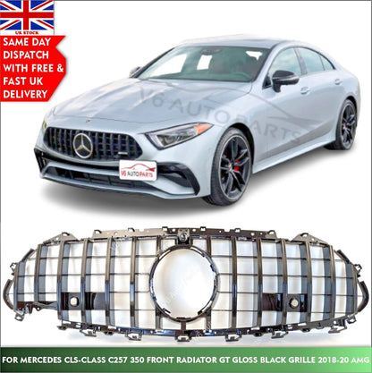 For Mercedes-Benz CLS-Class C257 (2019–2023) Front Radiator GT Gloss Black Grille – Fits CLS350 & AMG Models