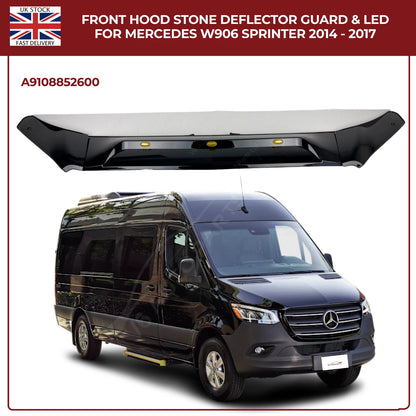 Mercedes Sprinter W906 2014–2018 Bonnet Hood Black Stone Deflector Guard With LED