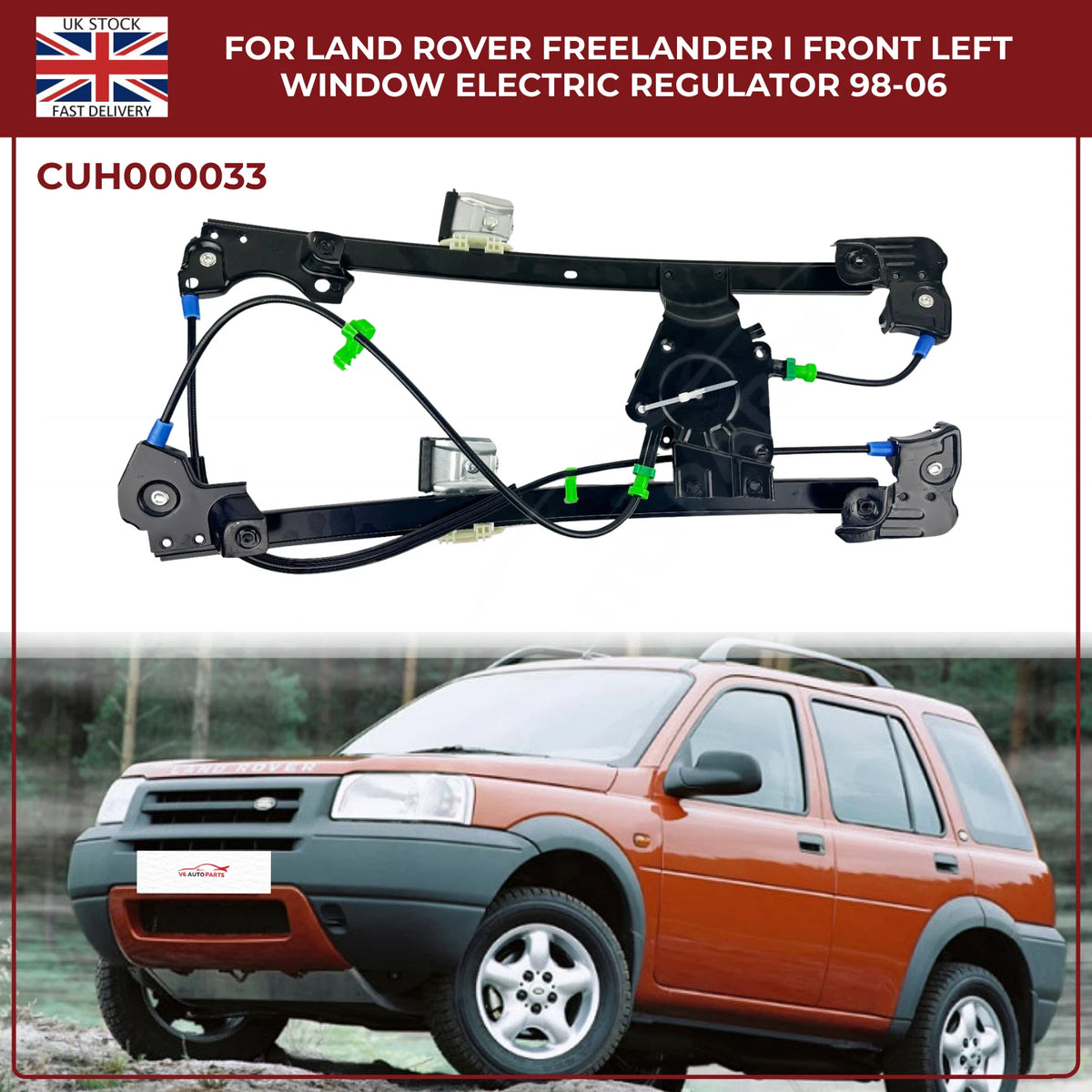 Land Rover Freelander Mk1 Front Left Window Regulator 1998–2006 CUH000033