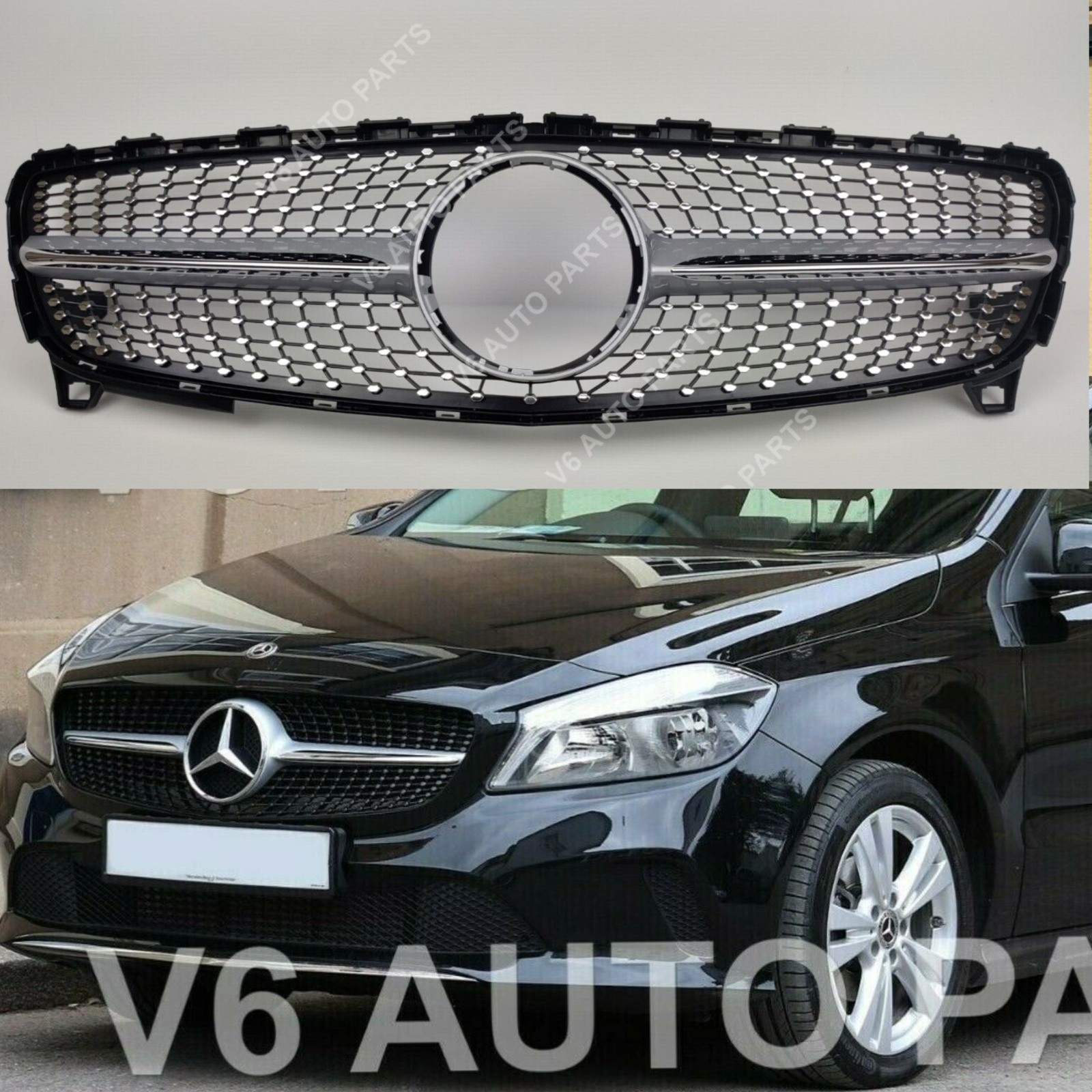 Diamantgitter für den vorderen Kühlergrill für Mercedes Benz A-Klasse W176 A200 AMG 2015–2018 