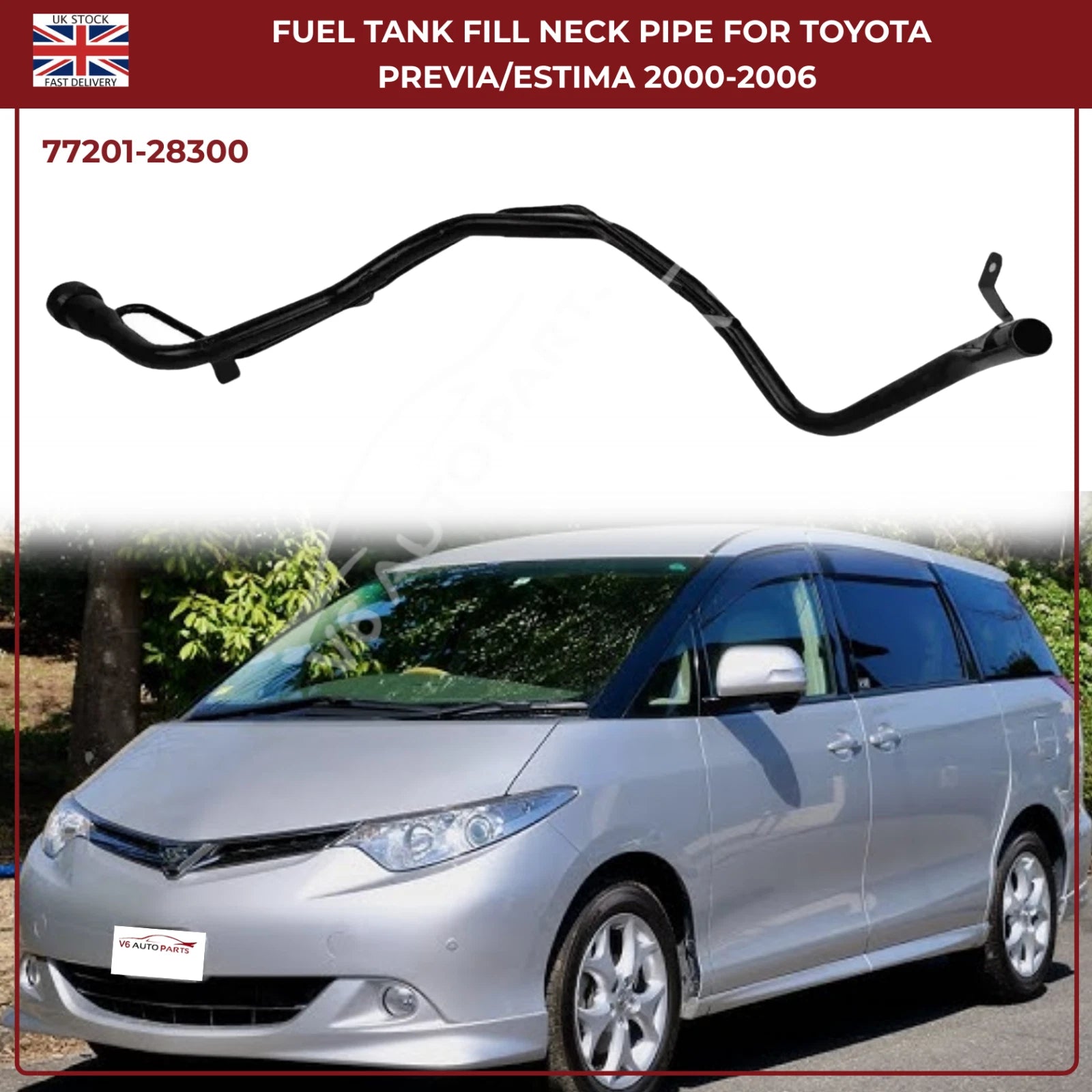 Fuel Tank Filler Neck Pipe For Toyota Previa / Estima II (R3) 2000–2006 | 3.5L Petrol FWD | Direct‑Fit Replacement 77201‑28300