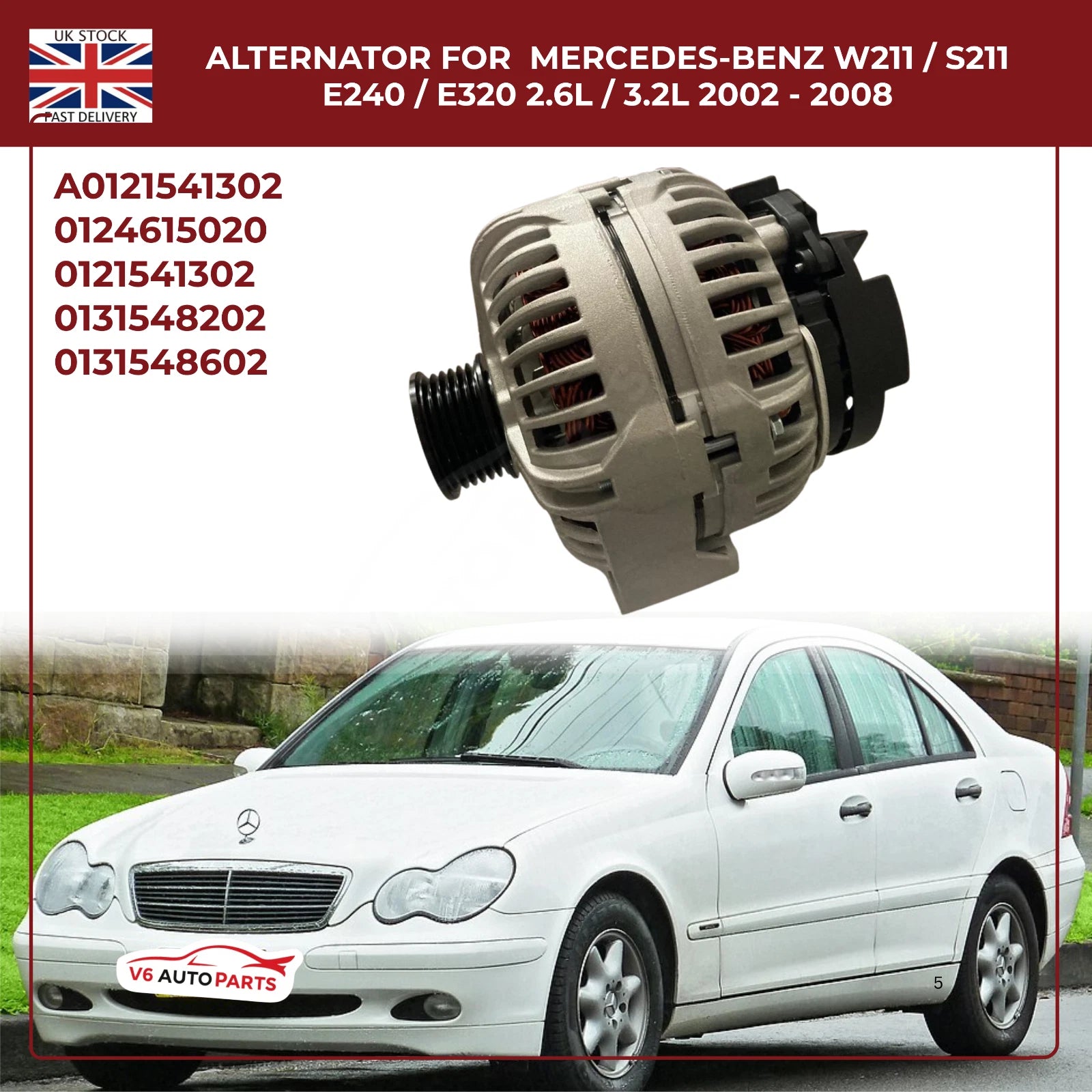 Mercedes S280 / S320 W220 Alternator 2.8L / 3.2L (1998–2005) – A0121541302