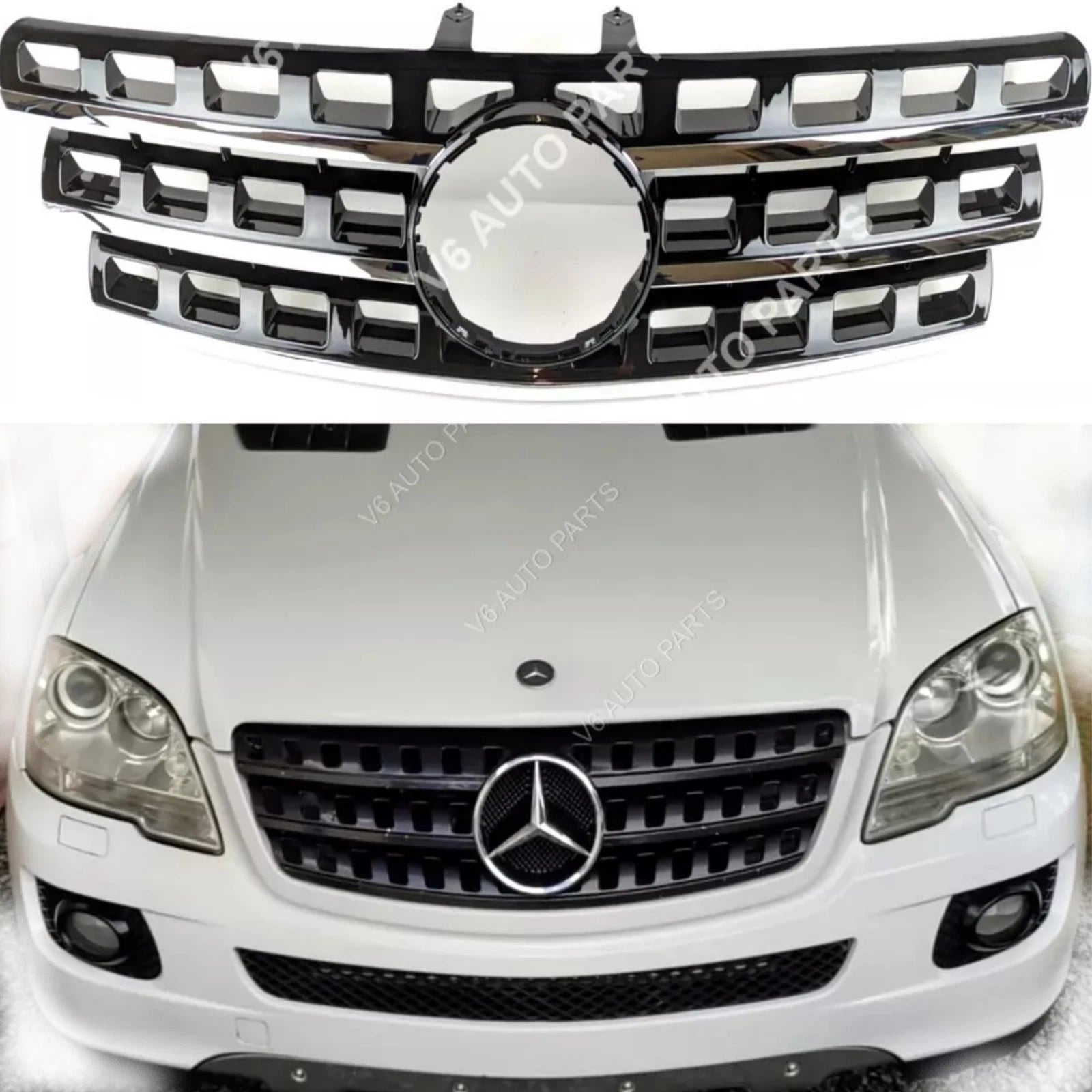 For Mercedes M‑Class W164 Front Radiator Black Grille (2009–2012 ML300, ML430)
