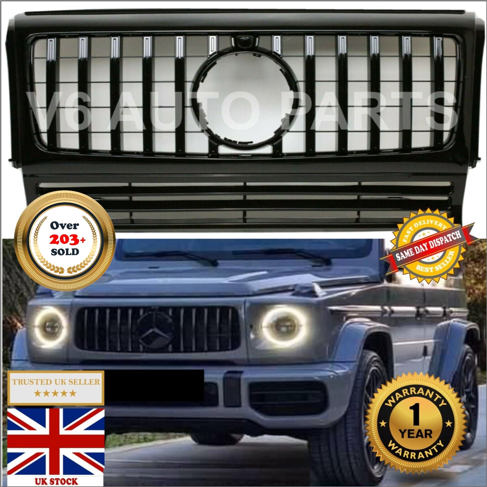 For Mercedes G-Class W463 G65 G350 Front Bumper Grille Wagon 1990-2018 GTR Style