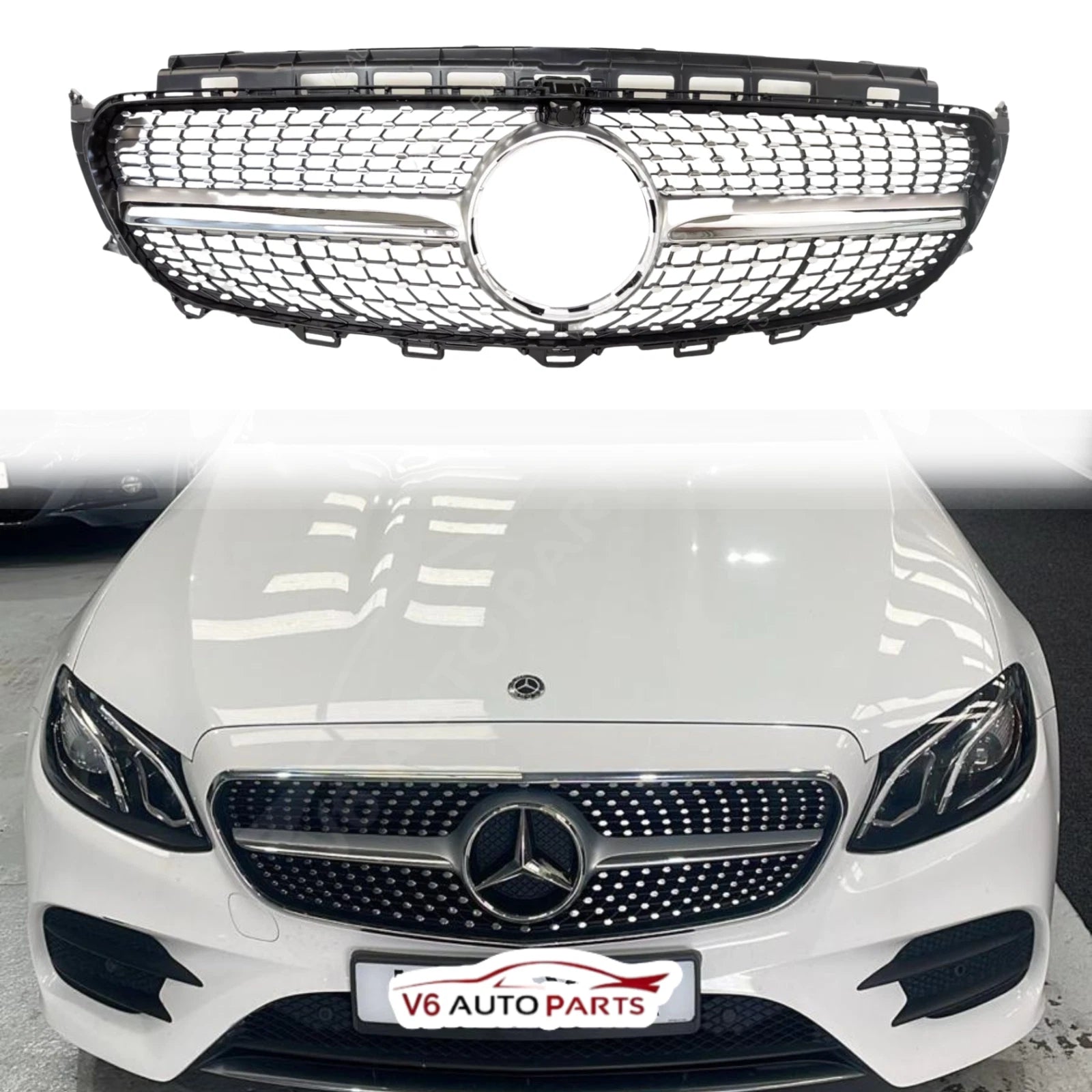 For Mercedes-Benz E-Class W213/W238 Front Bumper Diamond Grille (2016–2021 | E200, E220, E300, E400, E43, E53 | Cabrio & Saloon)
