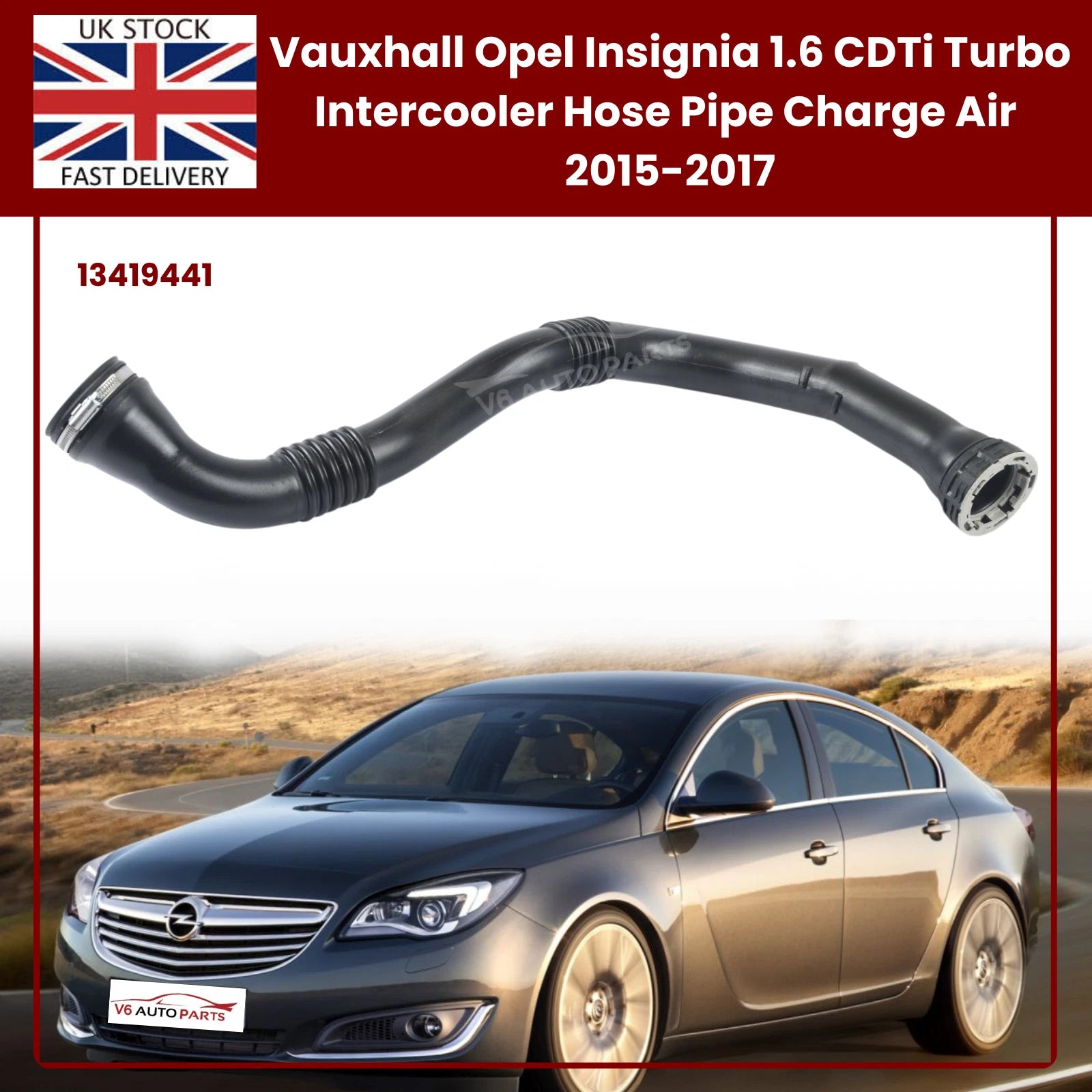 Turbo Intercooler Outlet Hose Pipe for Vauxhall / Opel Insignia A 1.6 CDTi Diesel (2015–2017, Engine Codes B16DTH / B16DTJ)