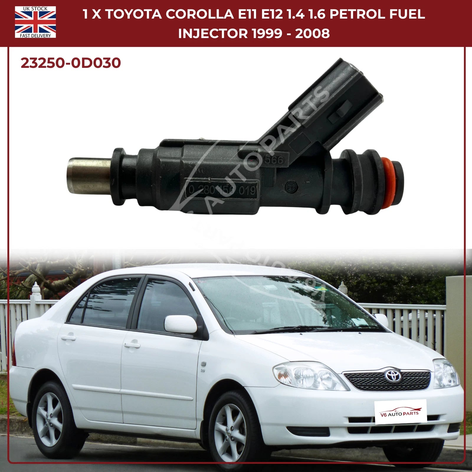 Toyota Corolla Fuel Injector 23250-0D030 | Fits E11 & E12 (1999–2008) 1.4 & 1.6 Petrol Engines – OEM Replacement