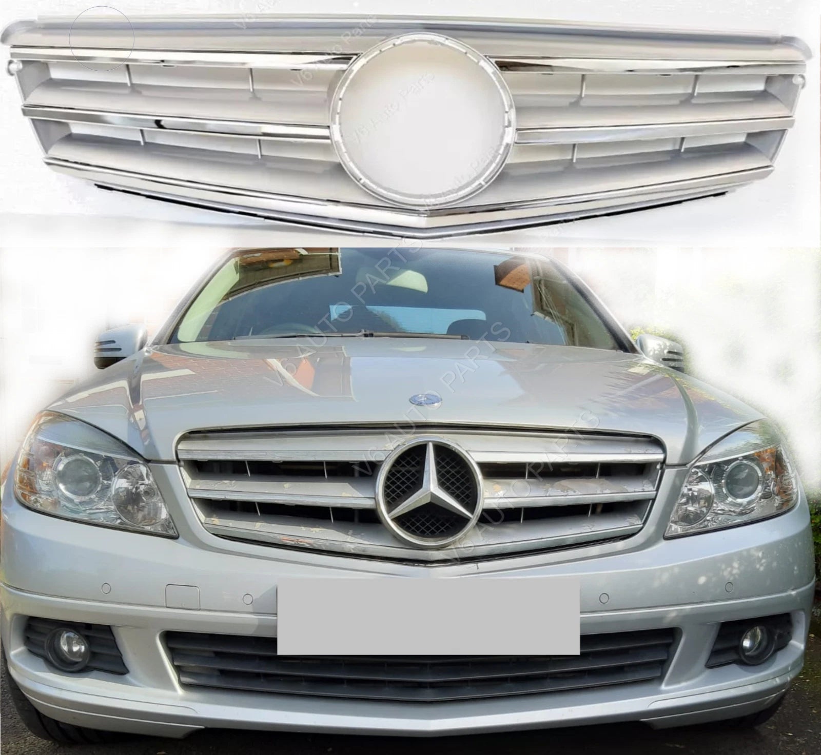 Mercedes C‑Class S204 Estate Front Bumper Chrome Grille 2007‑2014 | Fits C180, C350CDI