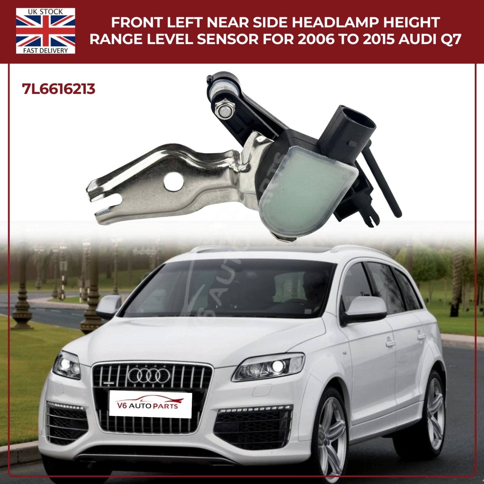 Audi Q7 (4L) 2006–2015 Front Left Headlight Level Sensor with Linkage – OEM 7L6616213