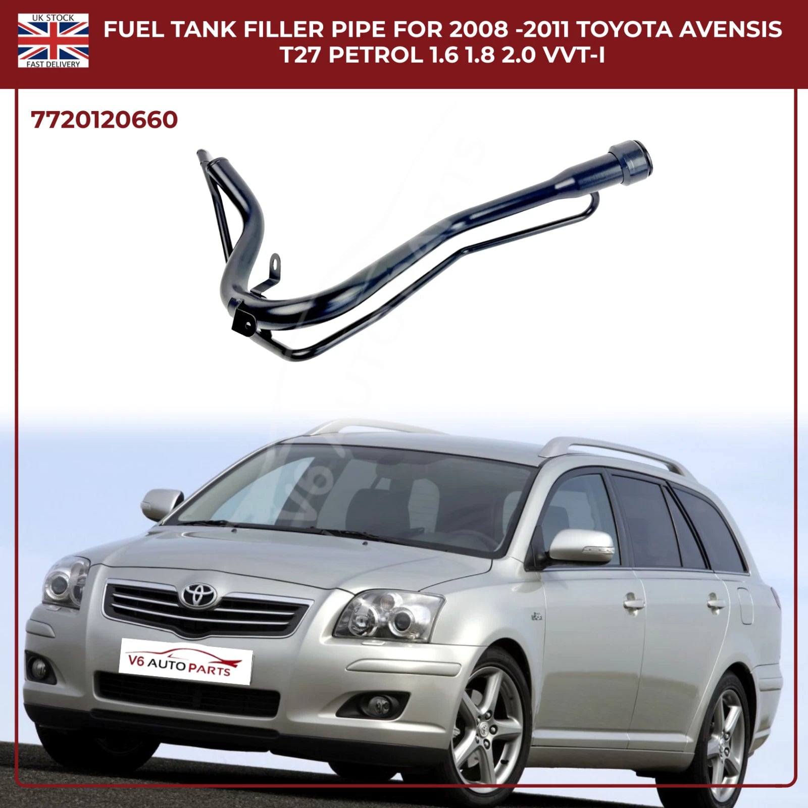 Fuel Filler Neck Pipe for Toyota Avensis T27 (2008–2011, Petrol Saloon 1.6 FWD) – OEM Replacement 77201-20660