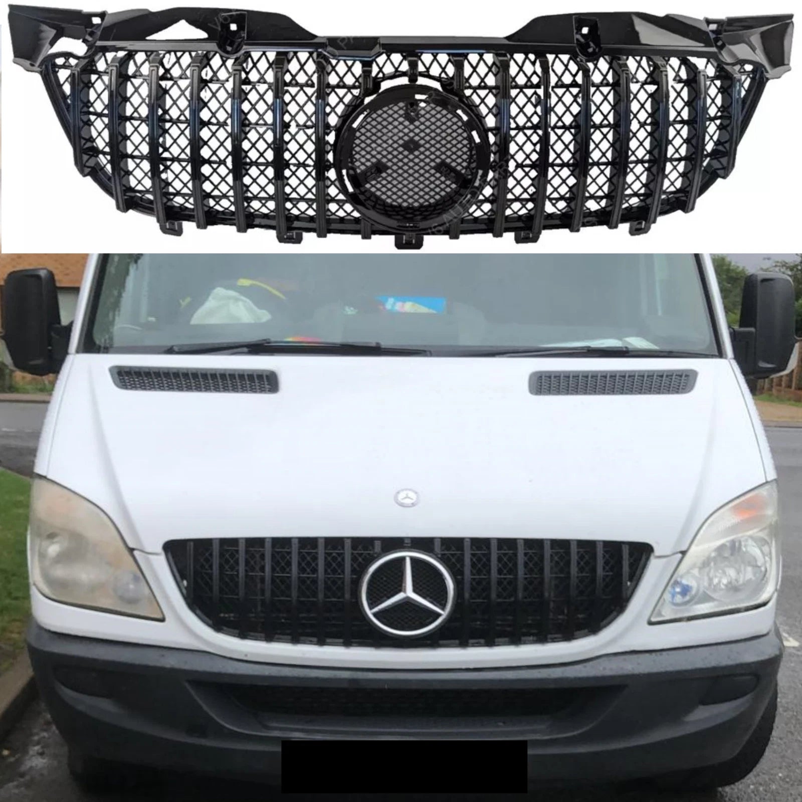 Front Radiator Black GT Grille – Mercedes Sprinter W906 MK2 2008–2013 Pre‑Facelift