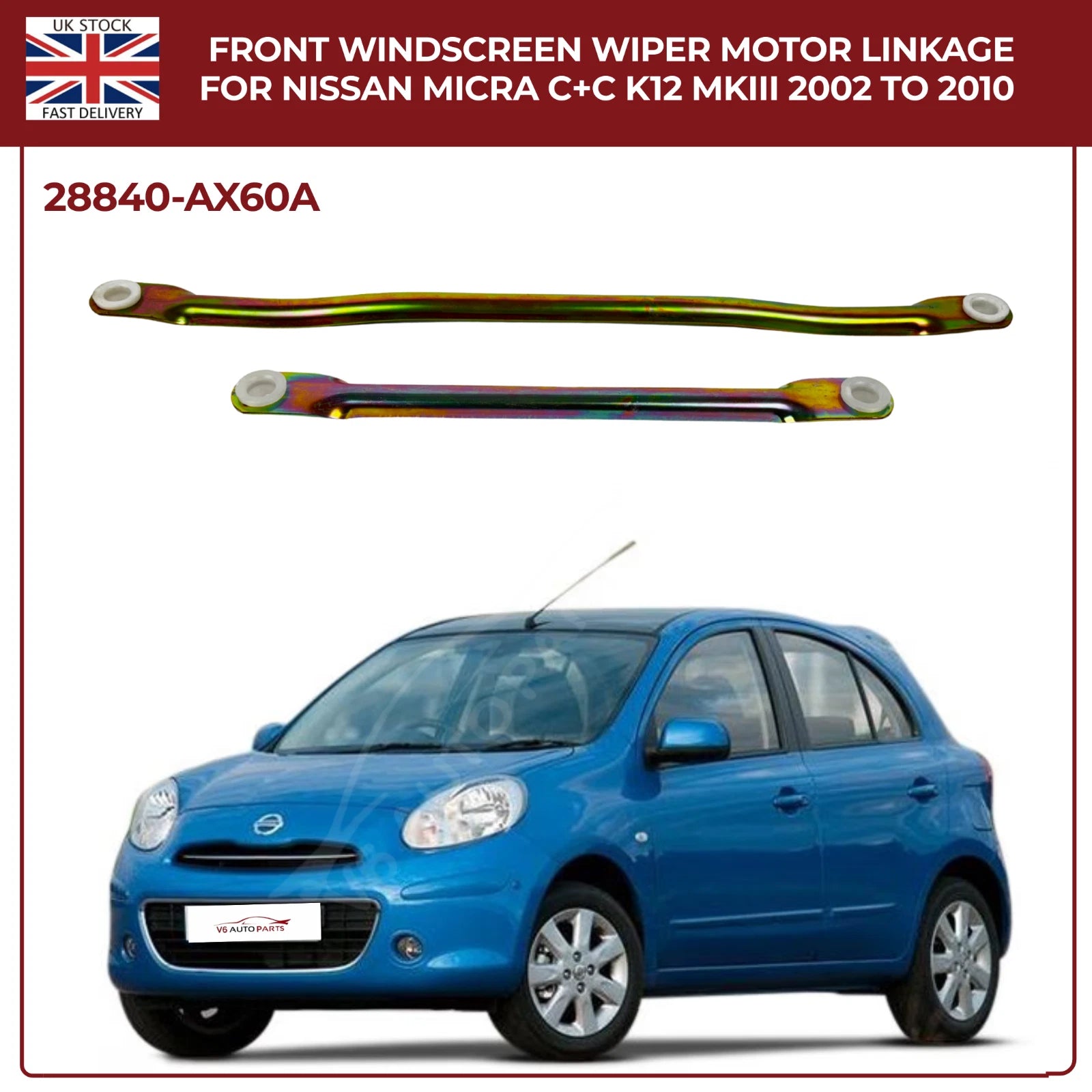 Front Windscreen Wiper Linkage Arm Rod for Nissan Micra K12 MK3 2002–2010 (RHD) – OEM‑Fit Replacement