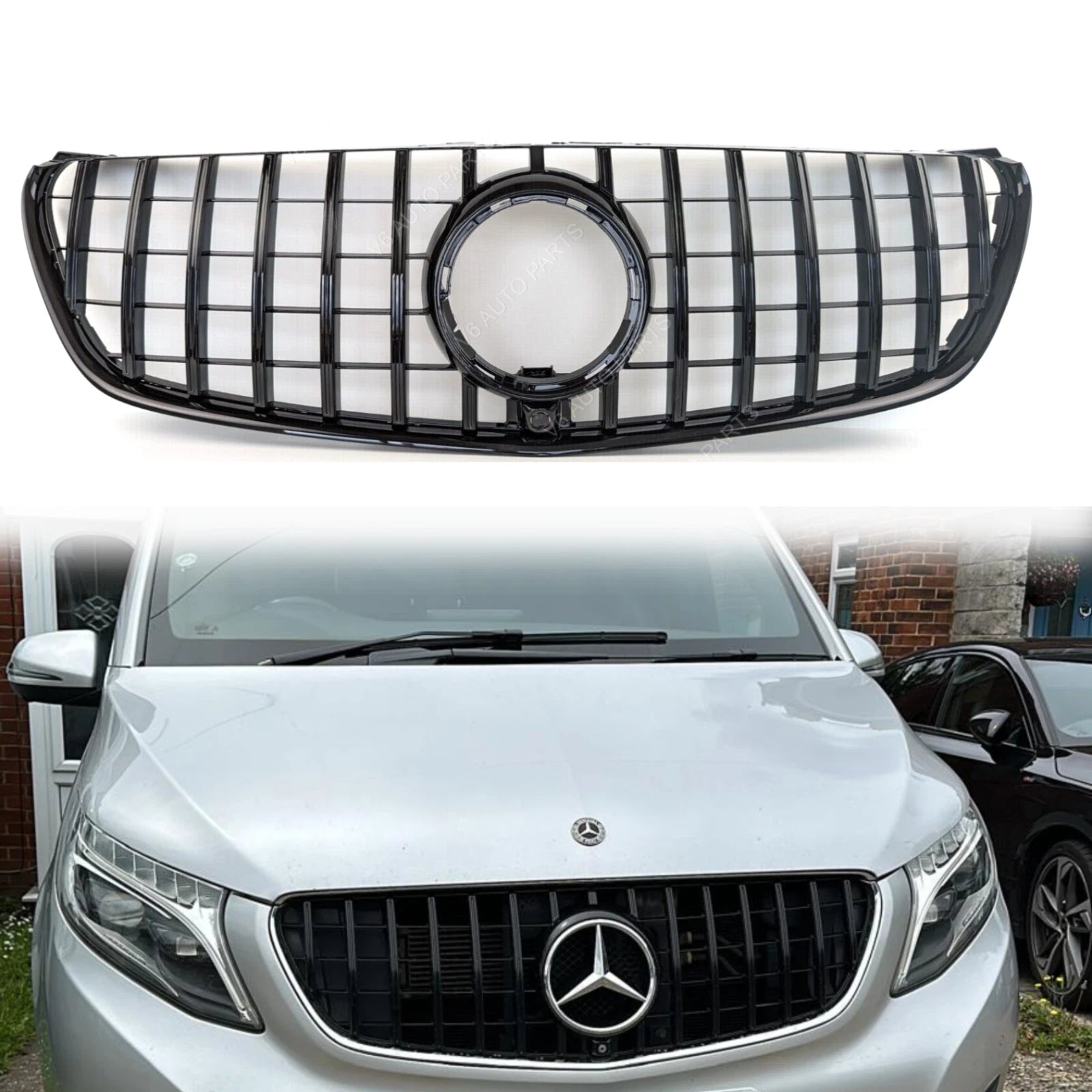 Schwarzer Kühlergrill vorne für Mercedes 2014–2022 Benz Vito Van W447 Panamericana GT 