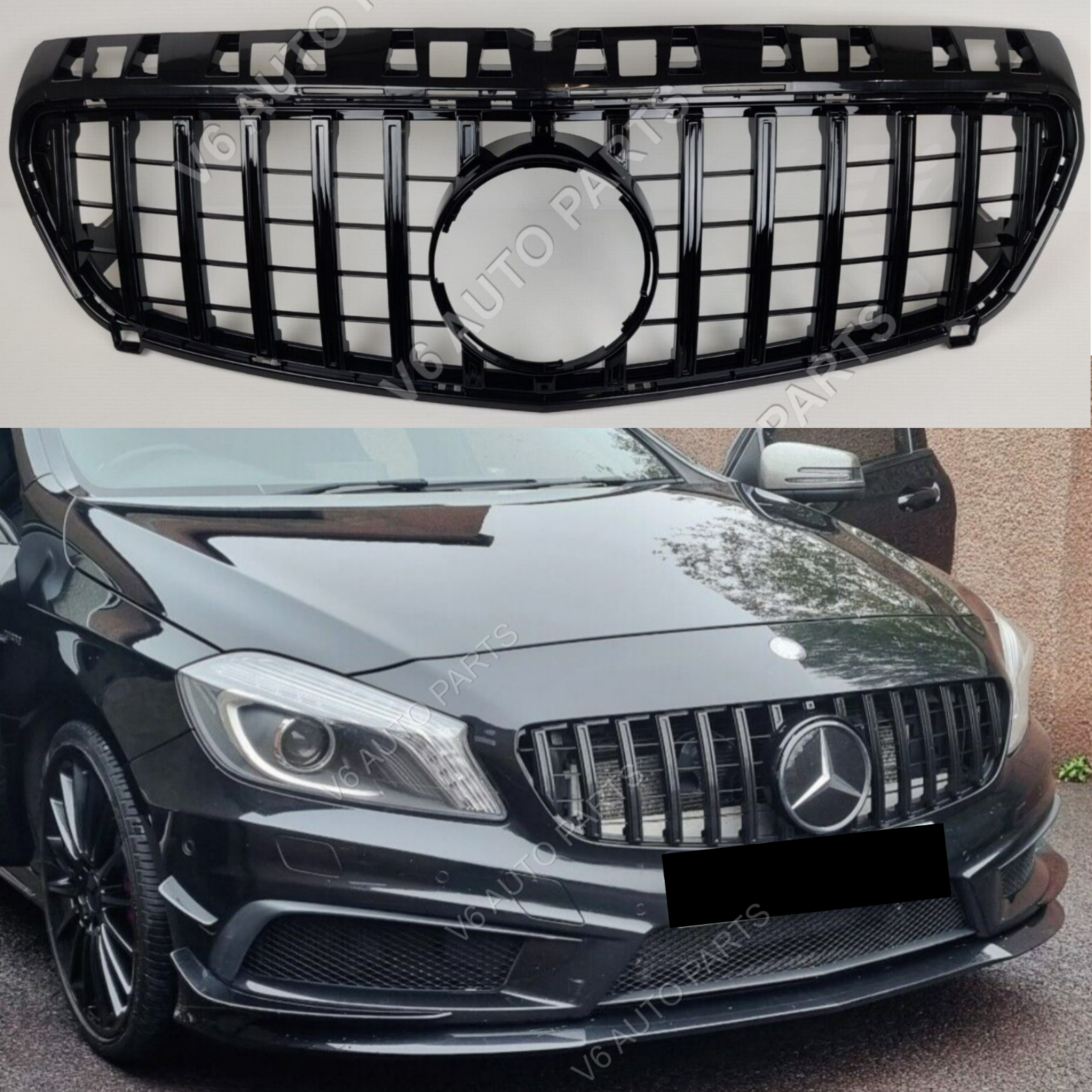 For Mercedes A-Class 2012-2015 W176 A160 A45 250 Front GT Black Grille AMG Sport