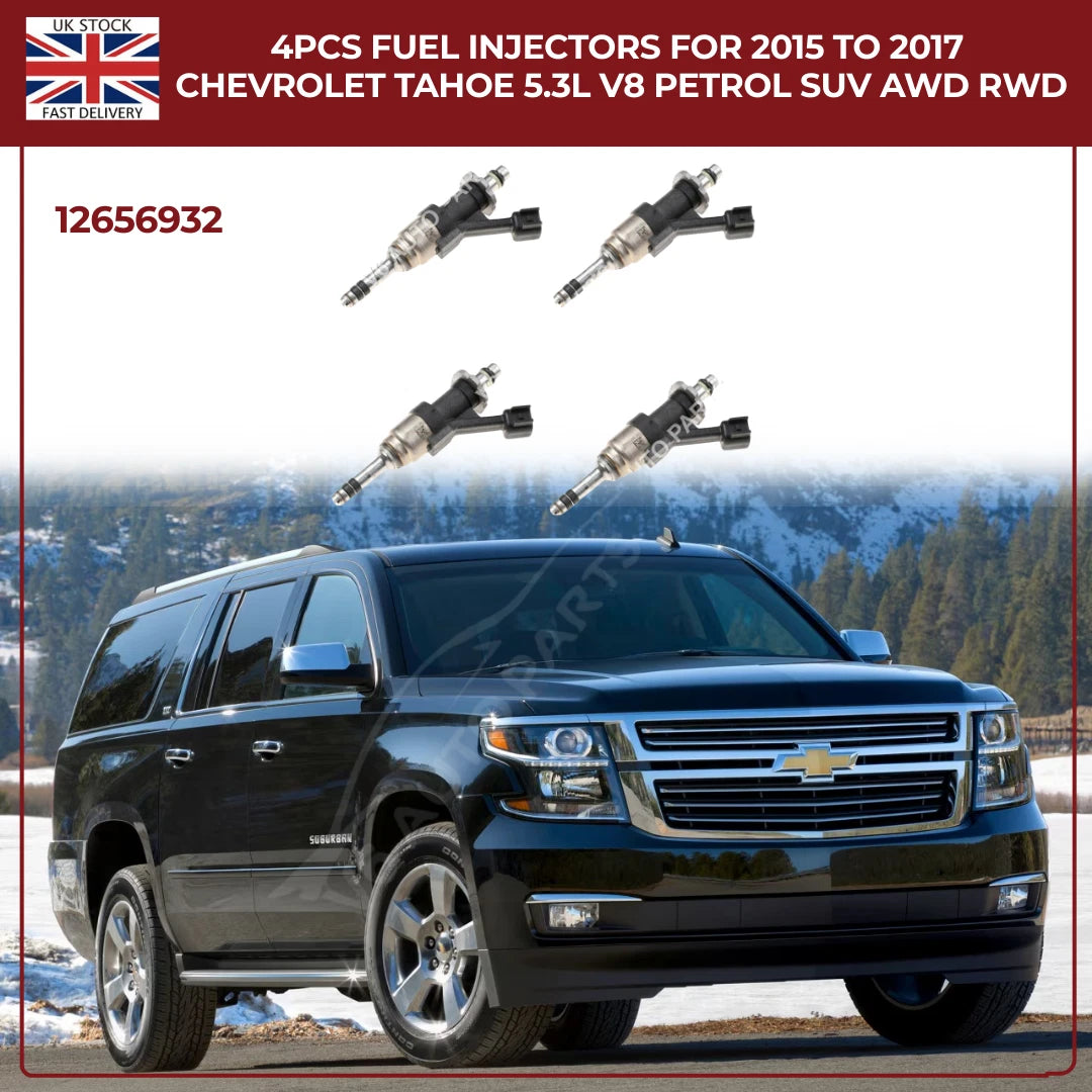 4x High-Flow Fuel Injectors For Chevrolet Tahoe 2015–2017 5.3L V8 Petrol SUV AWD/RWD | OEM Direct-Fit Replacement