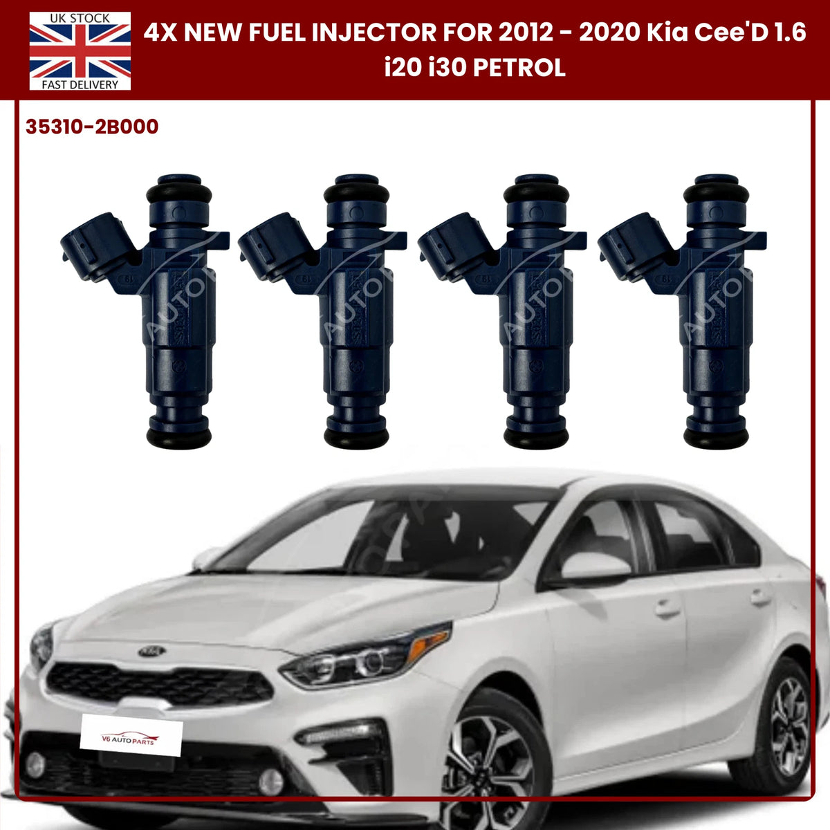 4x Fuel Injector 35310-2B000 | Fits Kia Cee’D, i20, i30 (2012–2020) 1.6 Petrol | OE Replacement