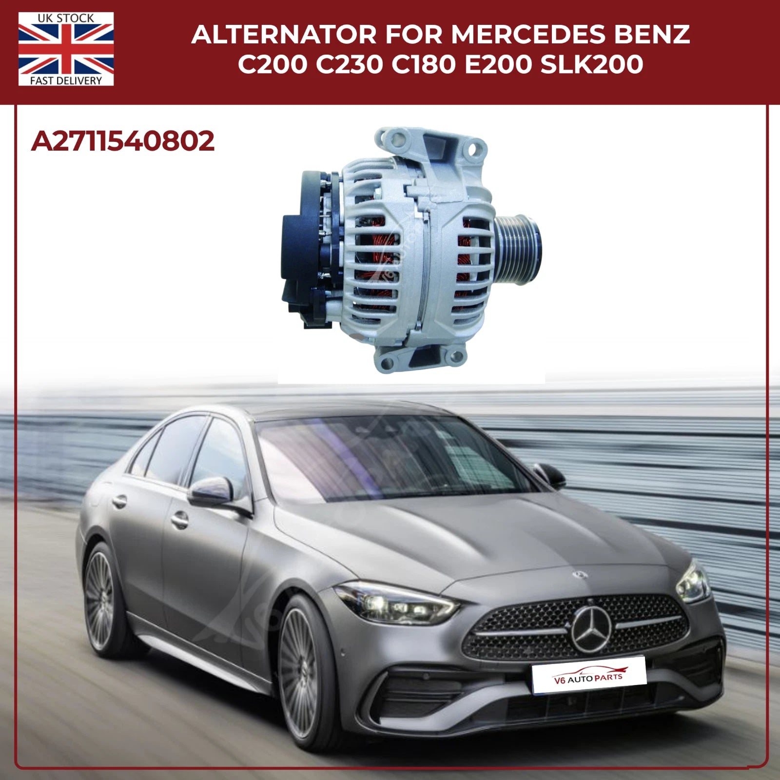 Mercedes Benz Alternator A2711540202 / A2711540802 | Fits C180 C200 C230 E200 SLK200