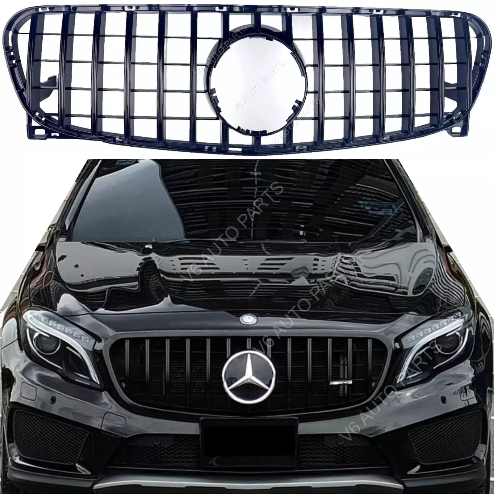 For Mercedes GLA-Class W156 GLA45 Front Radiator GT Black Grille Panamericana 2013-17