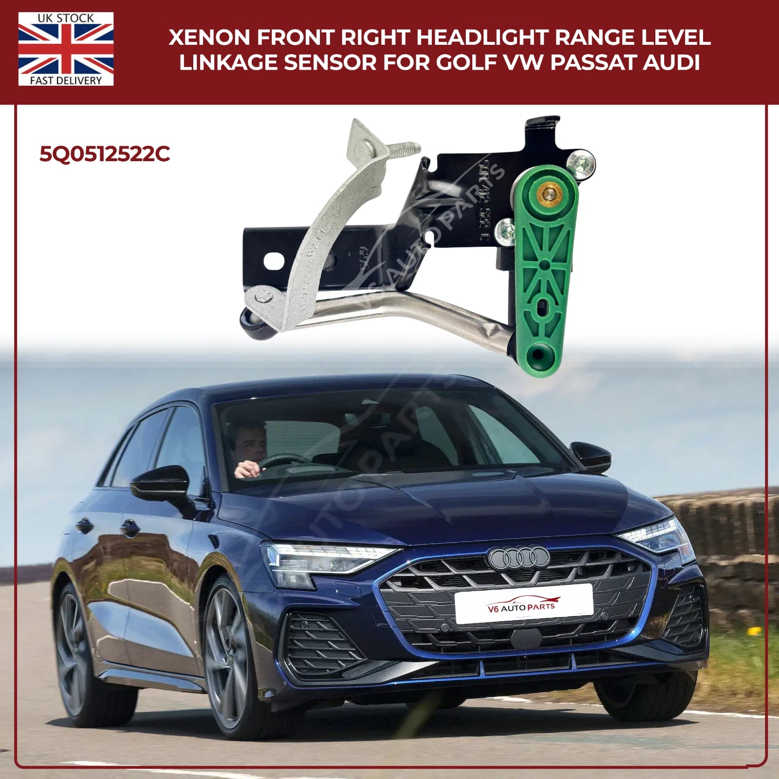 Xenon Front Right Headlight Range Level Linkage Sensor For Golf VW Passat Audi