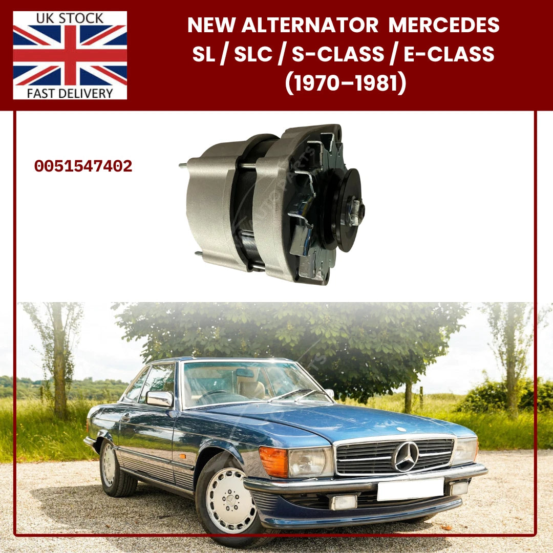 Brand New Alternator for Classic Mercedes-Benz SL R107, SLC, S-Class W116, Early E-Class W123 – OEM 0051547402
