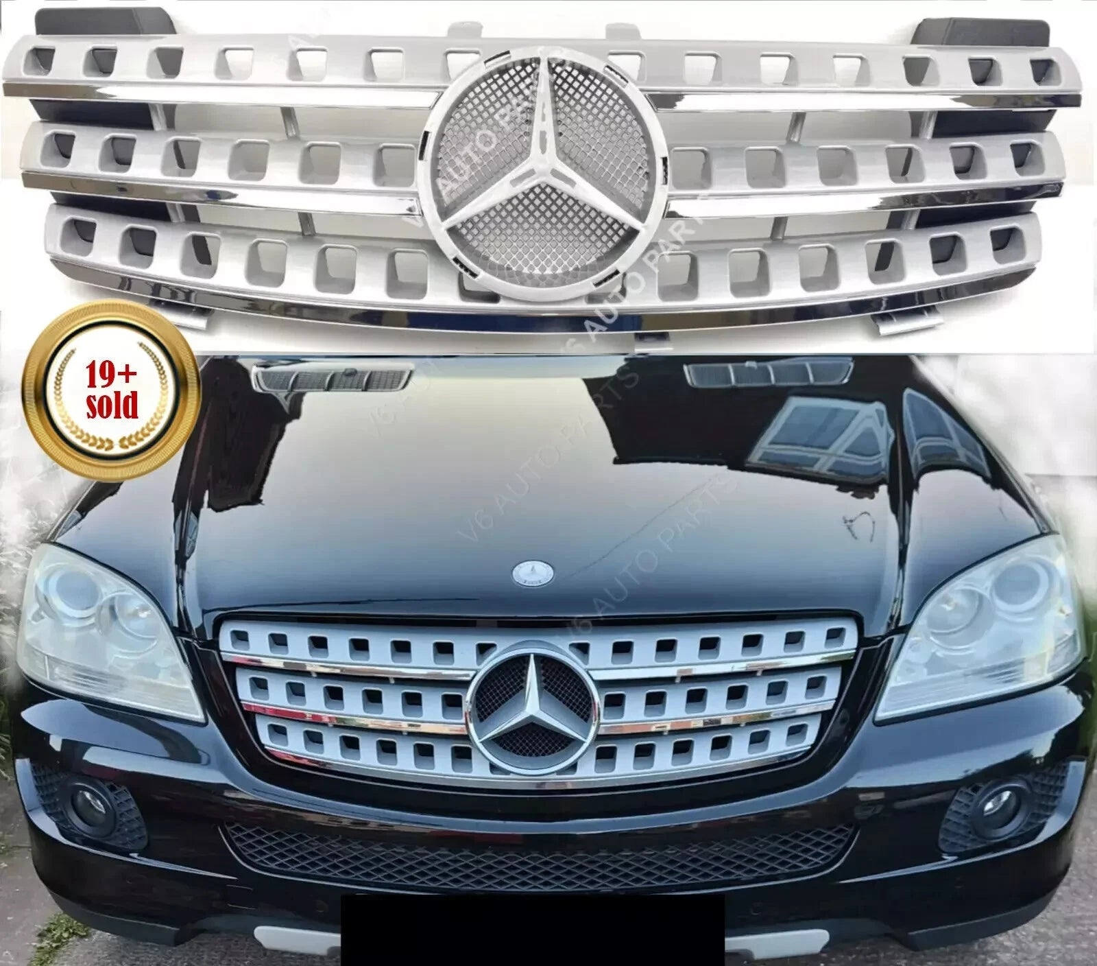 Front Bumper Chrome Grille – Mercedes M-Class W164 (2005–2008) ML500 ML550