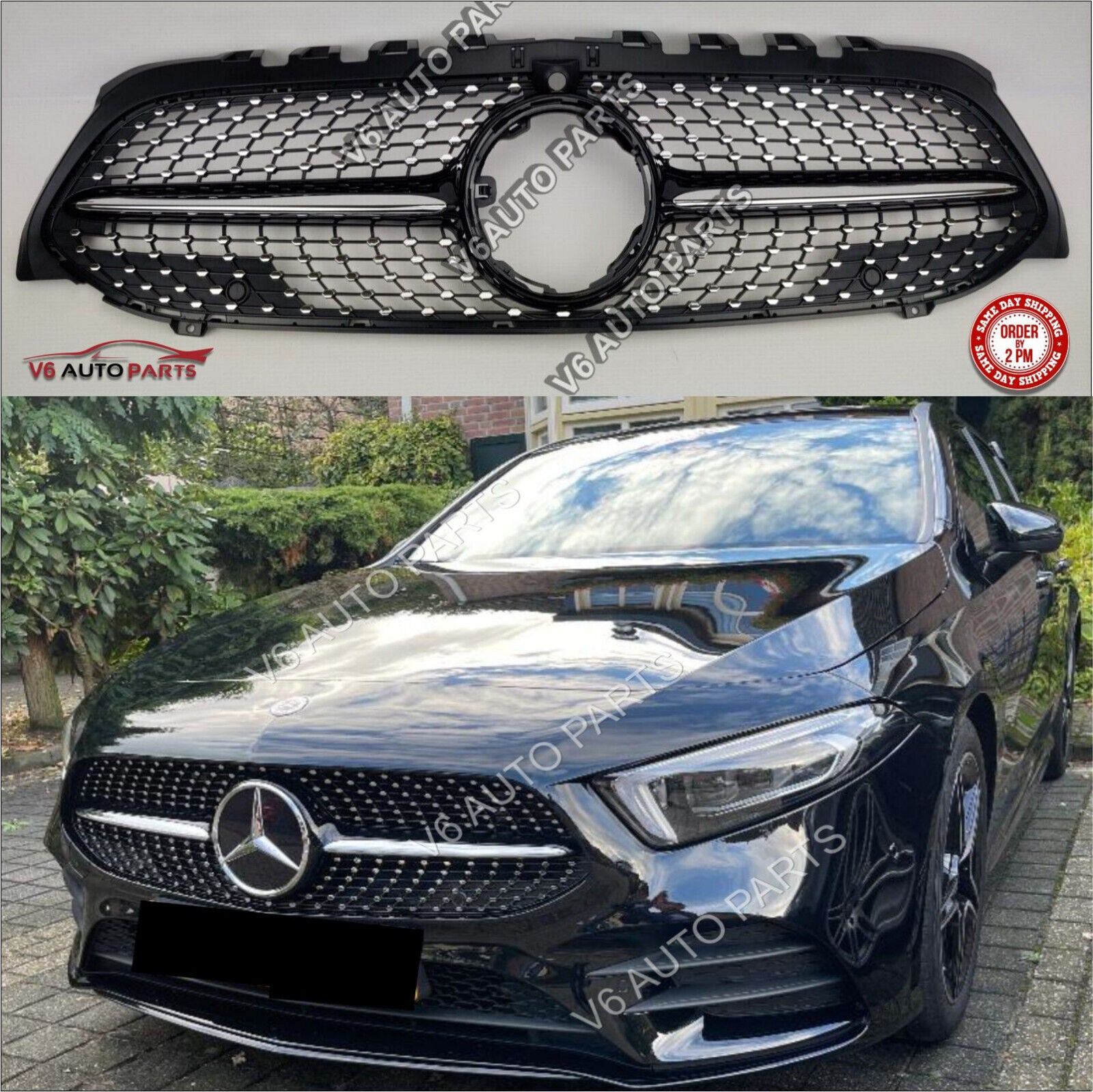 For Mercedes A-Class W177 A160 A220 A45 AMG Front Bumper Diamond Grille 2018-22